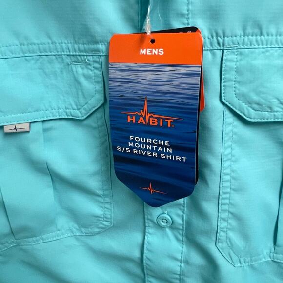 Habit Blue Radiance Mens Size Medium Button Down Fishing Shirt Solar Factor - Picture 5 of 6